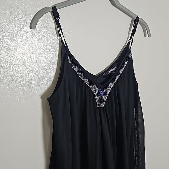 EUC Express Strappy Beaded V Neck Slip Dress Sz Medium - Picture 5 of 12